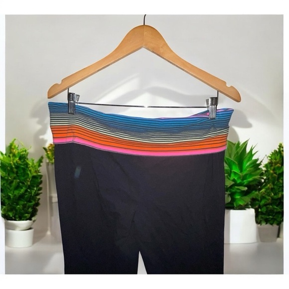 Joe Boxer Black Wide Leg Pants with Multicolor Waistband - Picture 3 of 3